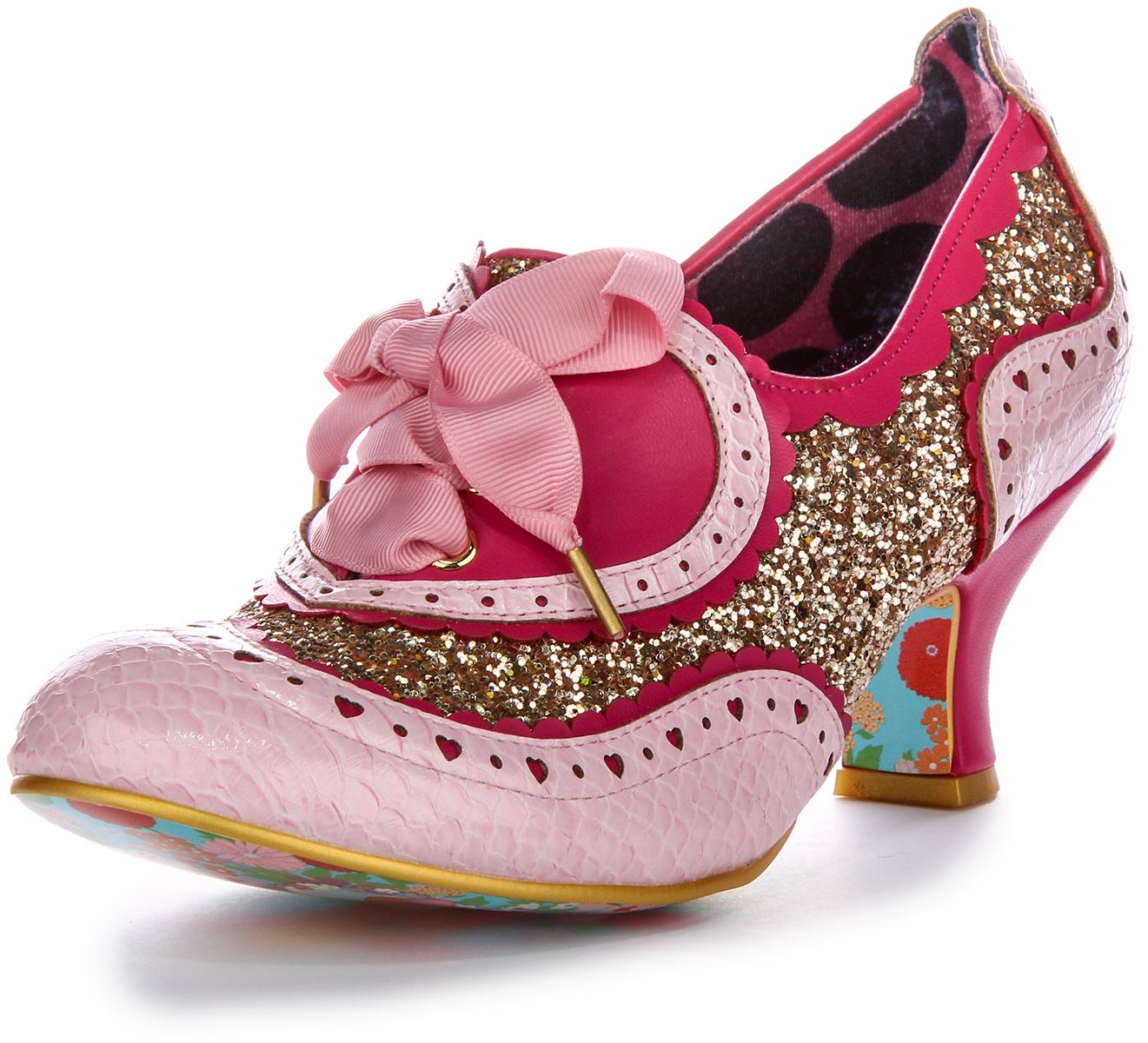 Irregular Choice Jazz Cat Lazo Encaje Dorado Brillo Medio Oro Rosa Para Mujer Reino Unido 3-8 - Imagen 13 de 13