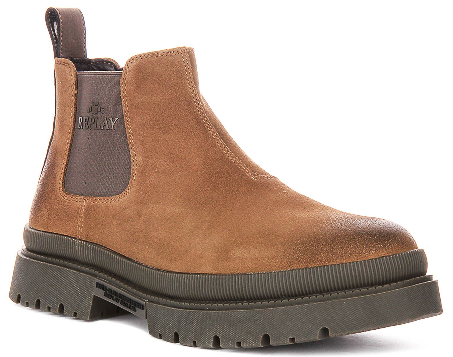 Replay Sandtown Chel Wasser Chelsea Herren Leder Stiefeletten IN Taupe UK 6 - 11 37890₽
