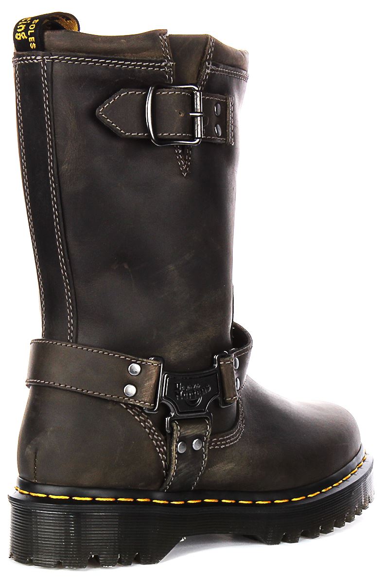 Dr Martens Anistone Hi Tall Pull On Biker Womens Boot In Brown US 3 - 8 - Picture 10 of 13