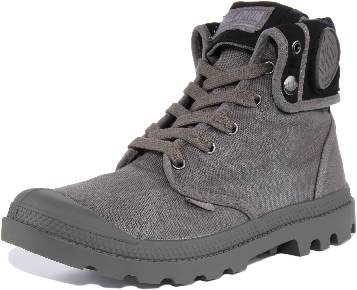 PALLADIUM Largo Uomo con Lacci Piegabile Tela Stivali IN Grigio Taglia UK 6 - 12 - Picture 12 of 12