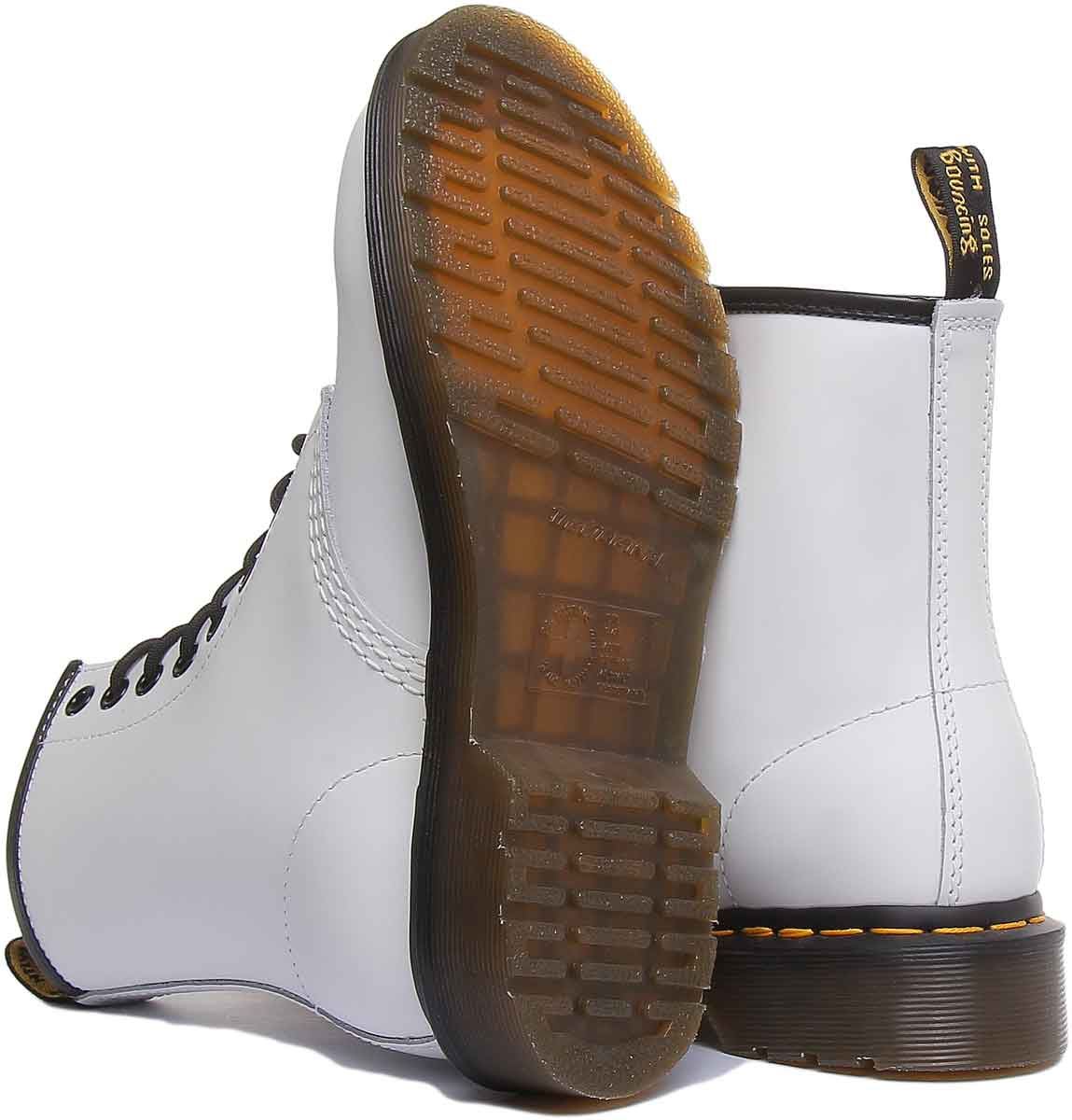 DR MARTENS 1460 Lisse Femme Lacet Bottines Cuir Cheville Blanc Taille UK 3 - 13 - Picture 10 of 12