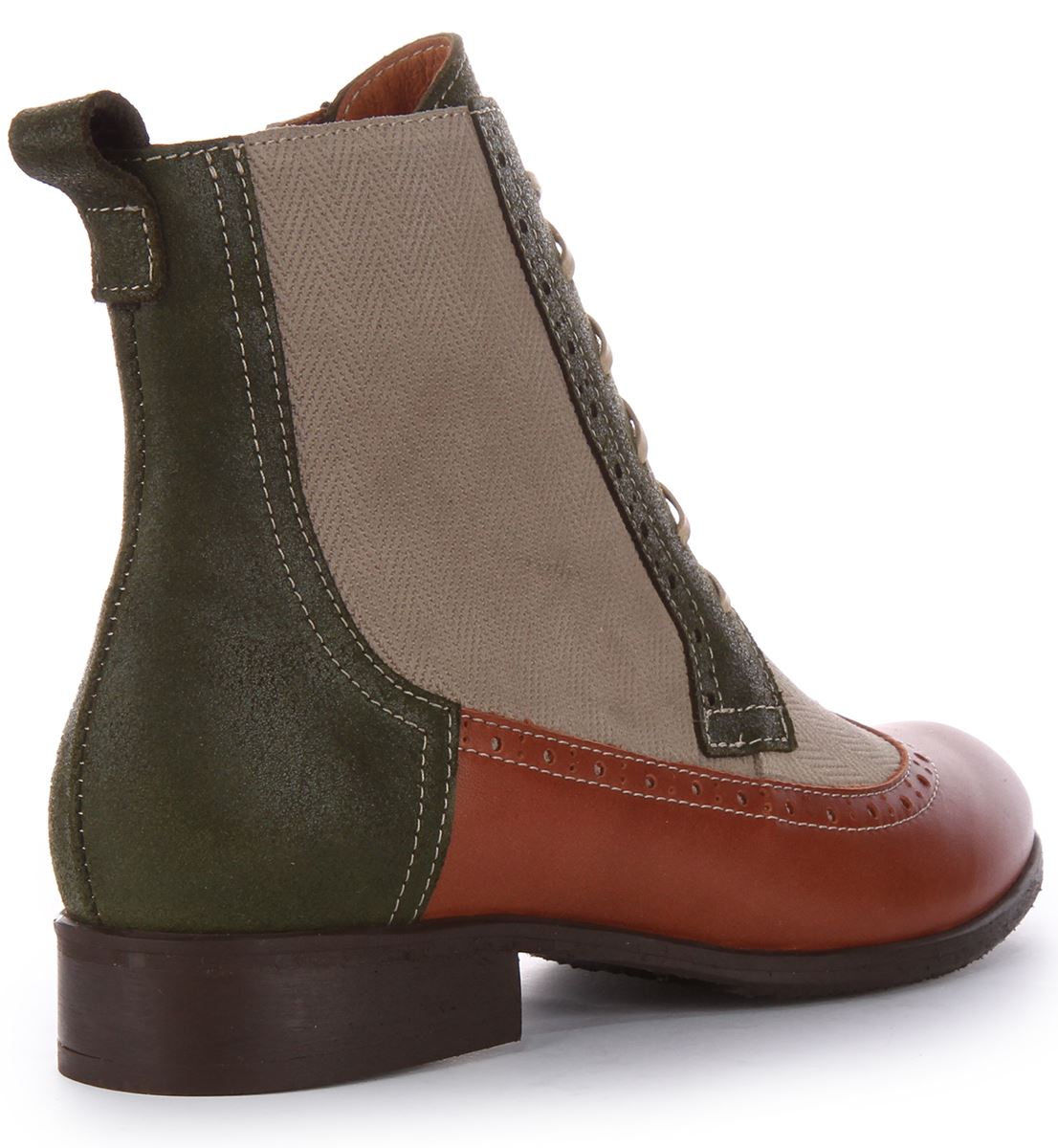 Justinreess England Tweed Zip Ankle Boot Beige Tan Womens UK 3 - 8 - Picture 9 of 12