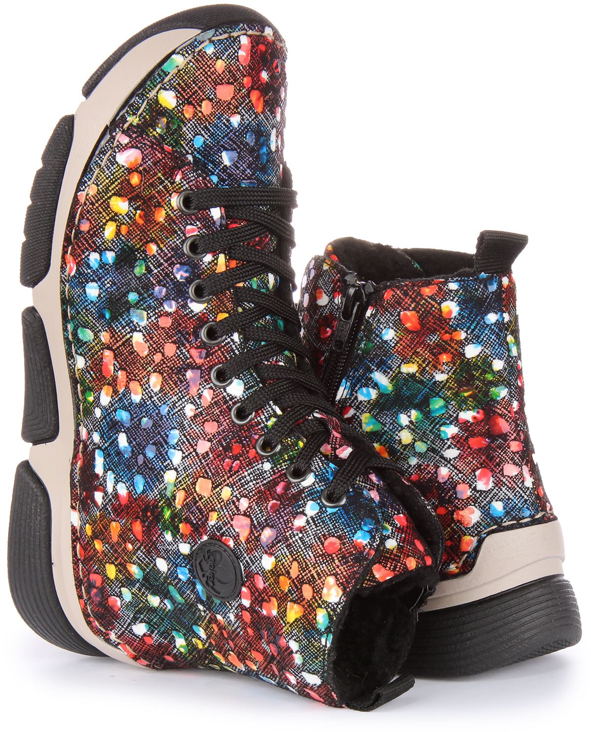 Rieker 45910-90 Hi Top Lace Up Ankle Boot Multi Colour Womens UK 3 - 8 - Picture 10 of 12