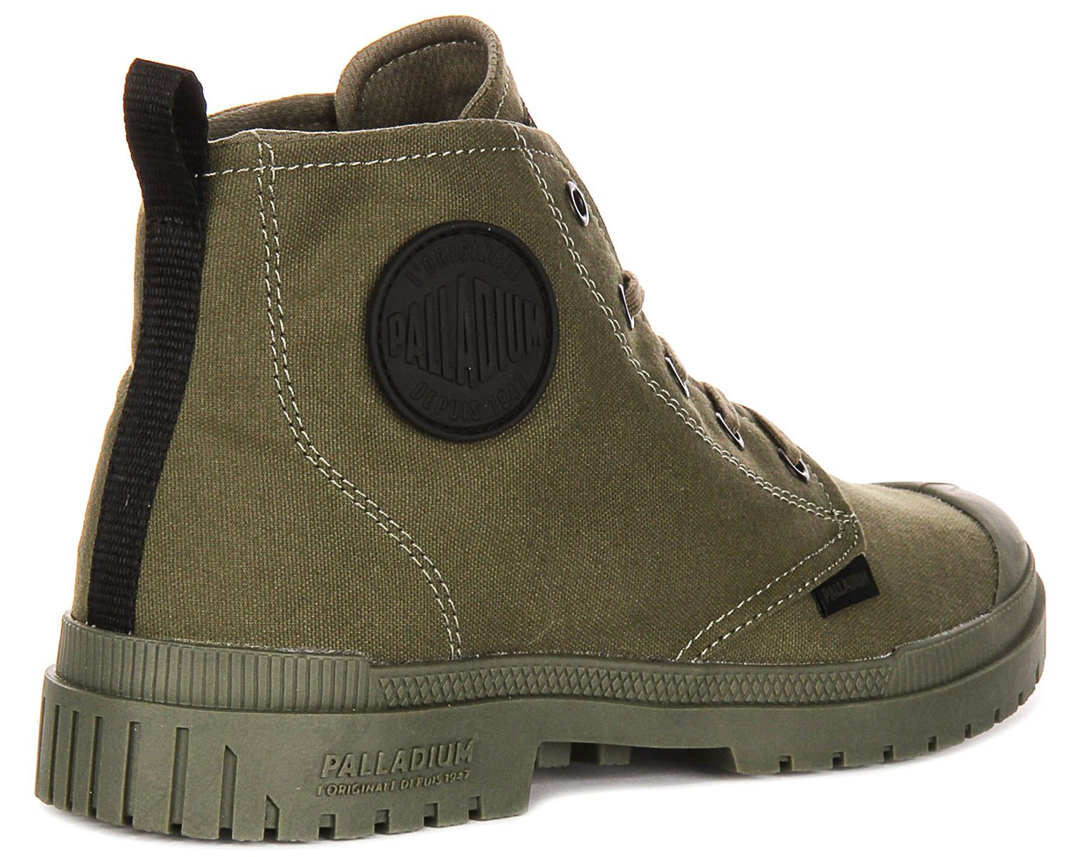 Palladium Pampa Sp20 Hi Trimmed Vegan Sports Mens Boot In Olive UK 4 - 12