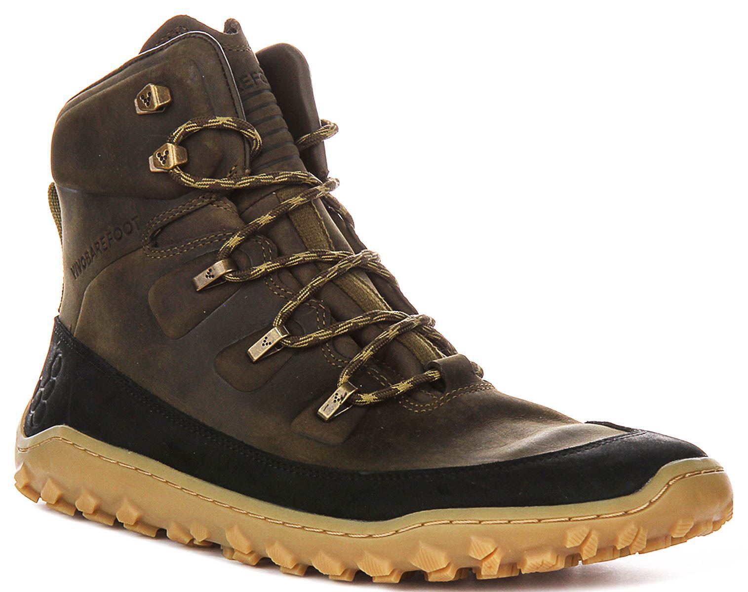 Vivobarefoot Tracker Leder Schnürstiefeletten Herren in Oliv UK 7 - 12