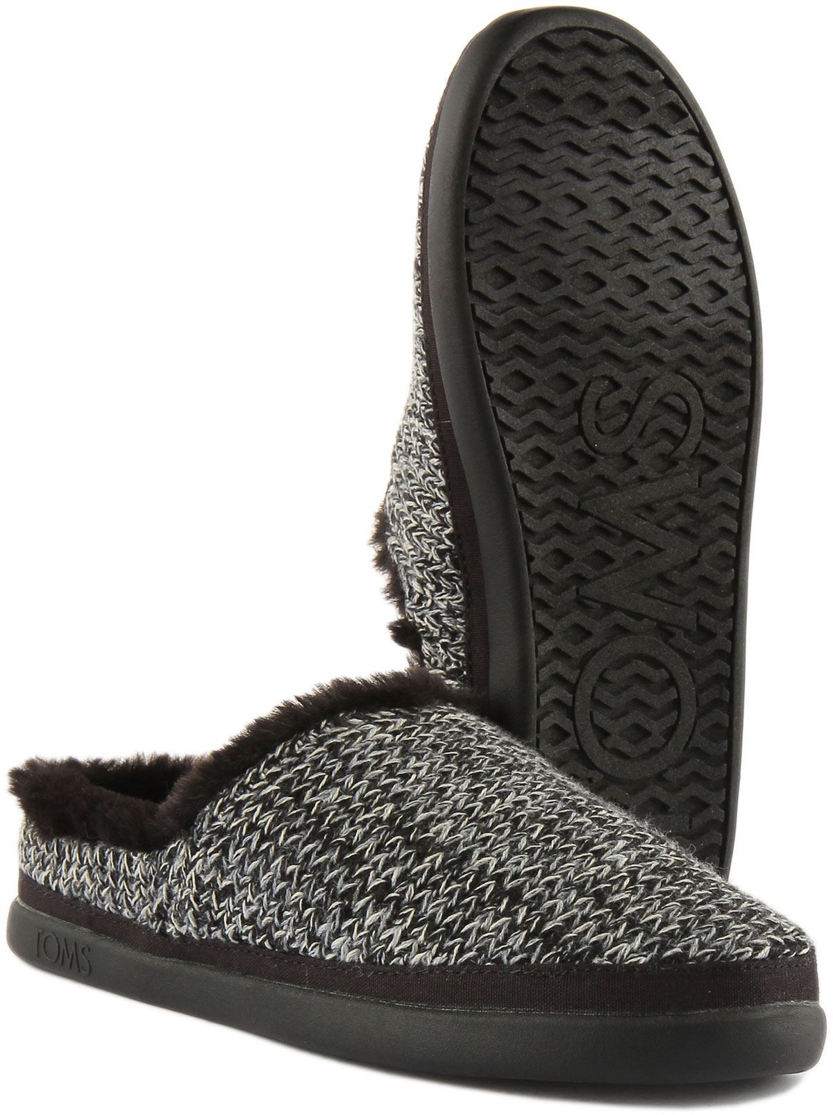 Toms Sage In Black Cozy Fur Lined Slipper knitted Warm Slipper Size UK 3 - 8 - Picture 11 of 12