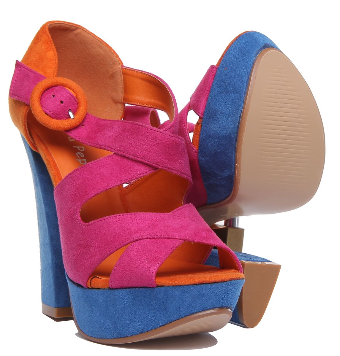 Sandalia de plataforma de tacón de bloque multicolor para mujer dama talla REINO UNIDO 3 - 8 - Imagen 6 de 18