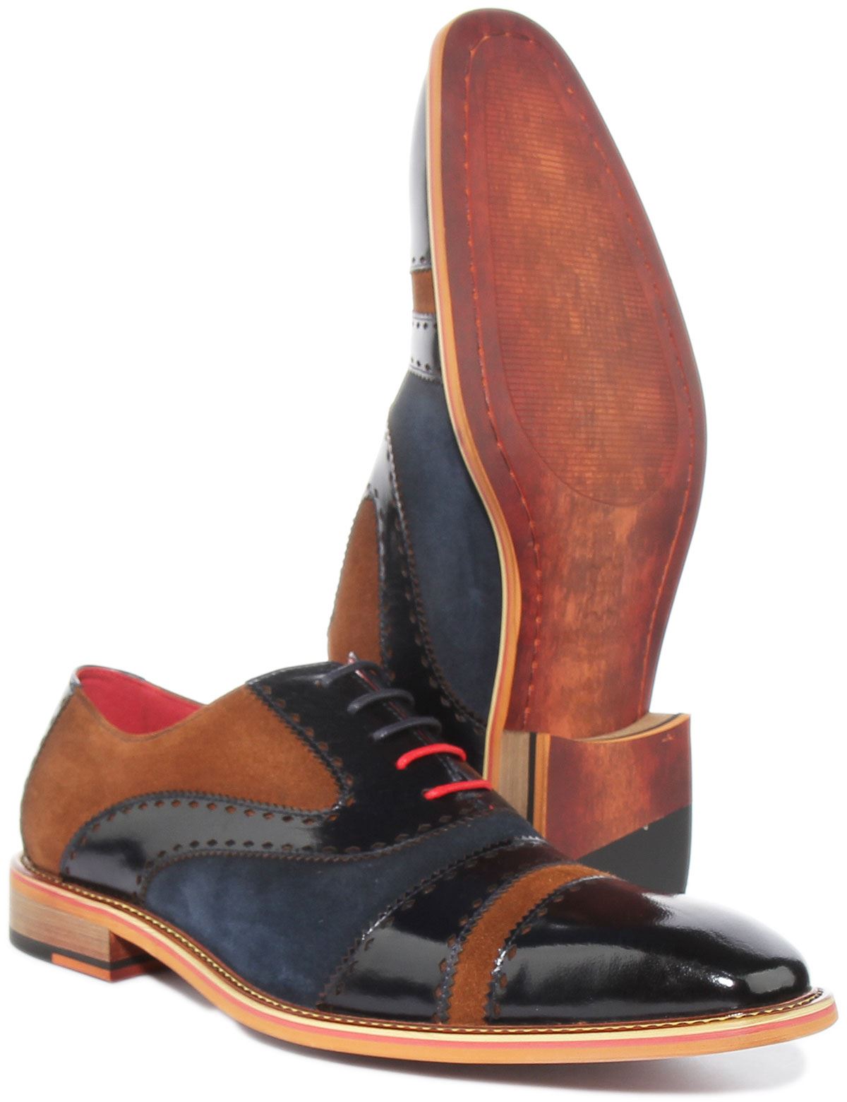 JUSTINREESS ENGLAND Ollie Mens Lace Up Tri-Tonal Leather Brogues UK Size 6 - 13 - Picture 13 of 14