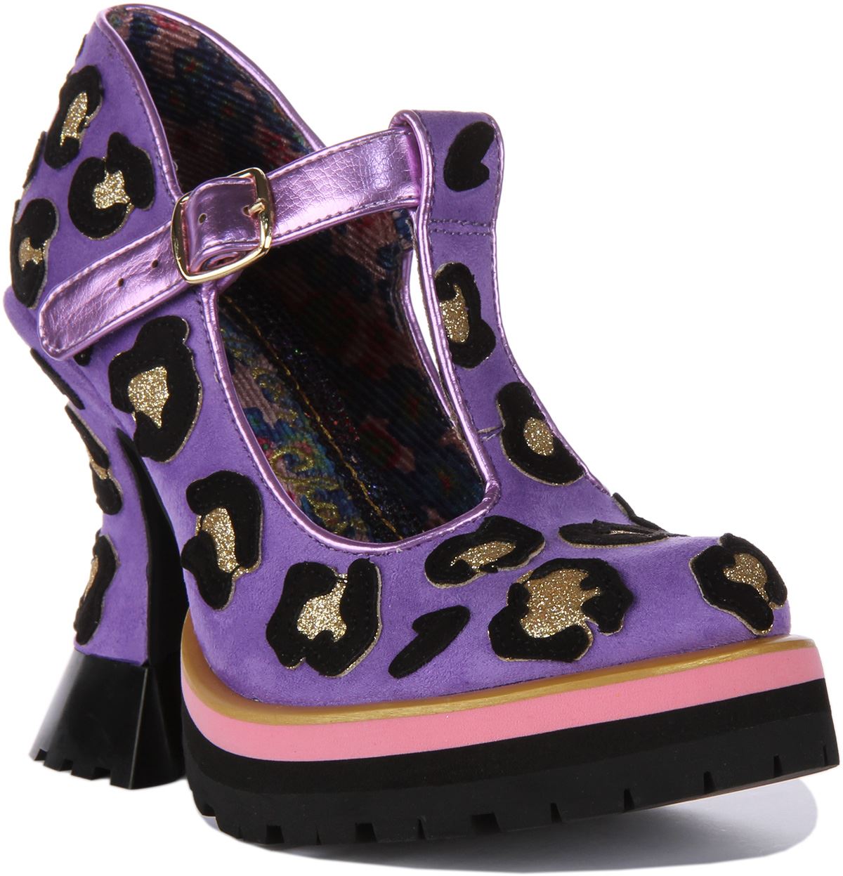 Plataforma de enlace de leopardo Irregular Choice Mary Jane lavanda para mujer EE. UU. 6-11 - Imagen 7 de 12