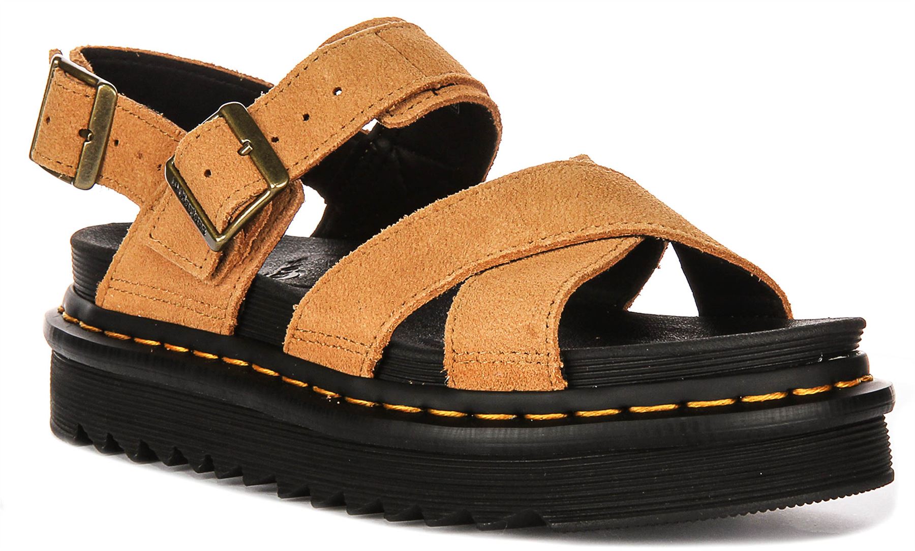 Dr Martens Voss II Damen-Sandale Rub Sohle Fersenriemen Schnalle Hellbraun UK 3 8 25390₽