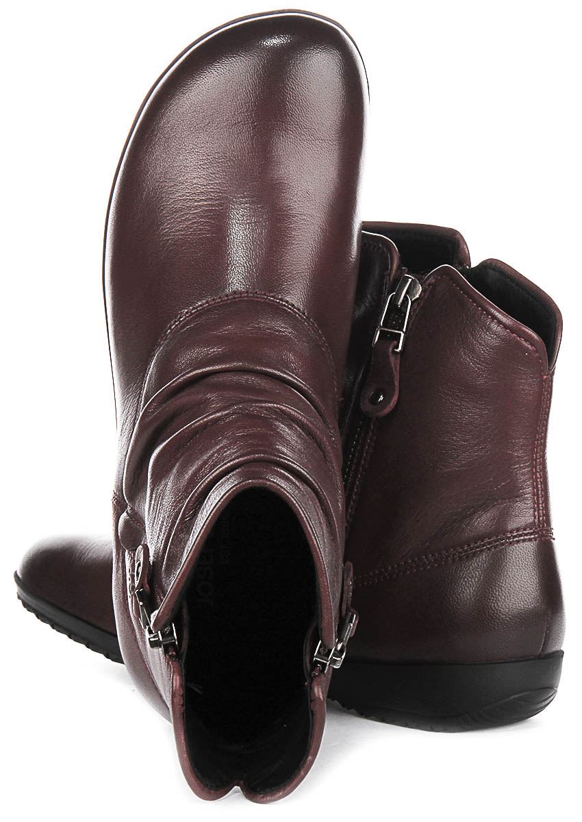 Josef Seibel Women’s Naly 24 Ankle Boot – Sheepskin Leather With Side Zippers & Warm Fuzzy Lining
