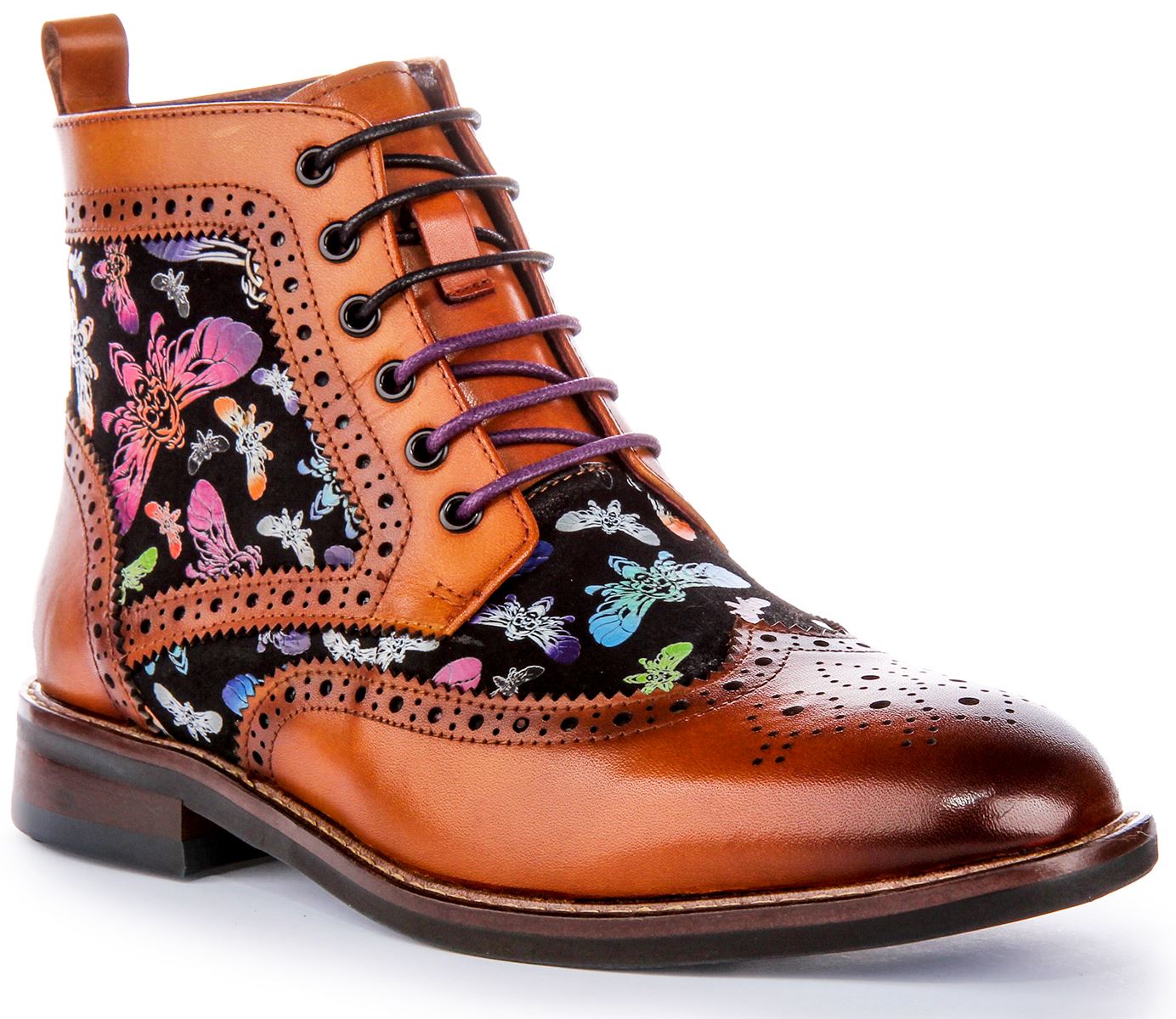 Justinreess England Leder Schmetterlingsdruck Schnrstiefel braun Damen UK 3 - 8 30890₽