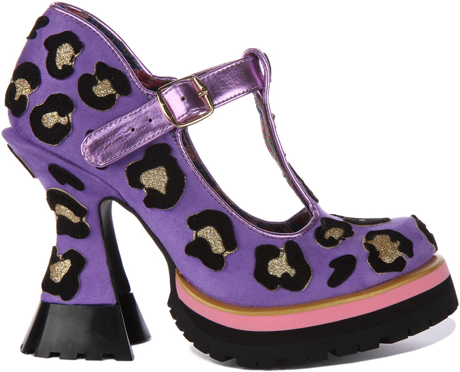 Plataforma de enlace de leopardo Irregular Choice Mary Jane lavanda para mujer EE. UU. 6-11 - Imagen 8 de 12