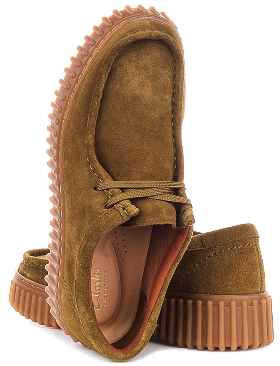 Clarks Torhill Bee Chunky Suede Lace Up Moccasin Womens Shoe In Olive US 6 - 11 - Picture 11 of 19