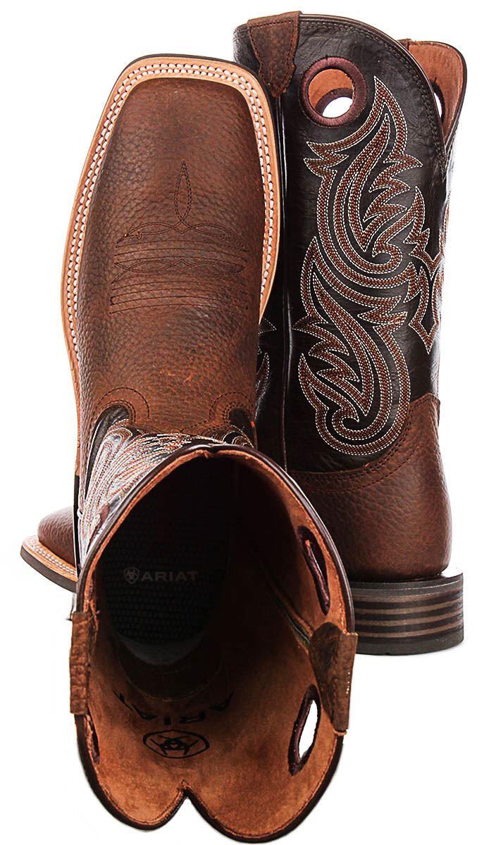 Ariat Highland Toughstock Wide Western Pull On Mens Boot In Dark Brown UK 7 - 12