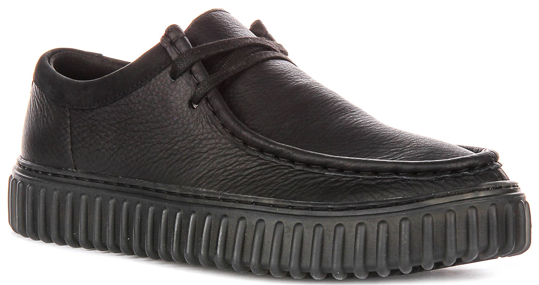 Clarks Torhill Lo Ribbed Leather Laced Mens Casual Shoes in Navy
