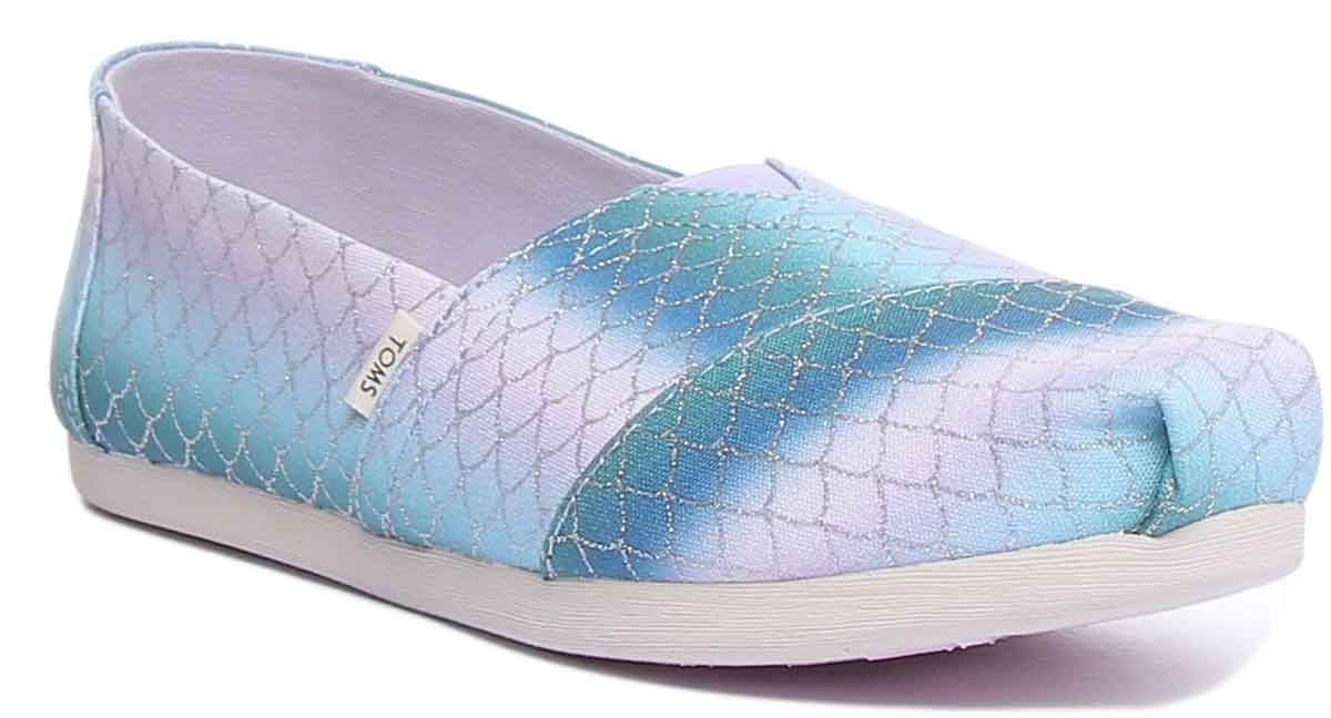 Toms Multi Iridescnt Scales Mermaid Print Classic In Multi Colo Size UK 3 - 8 - Picture 7 of 12
