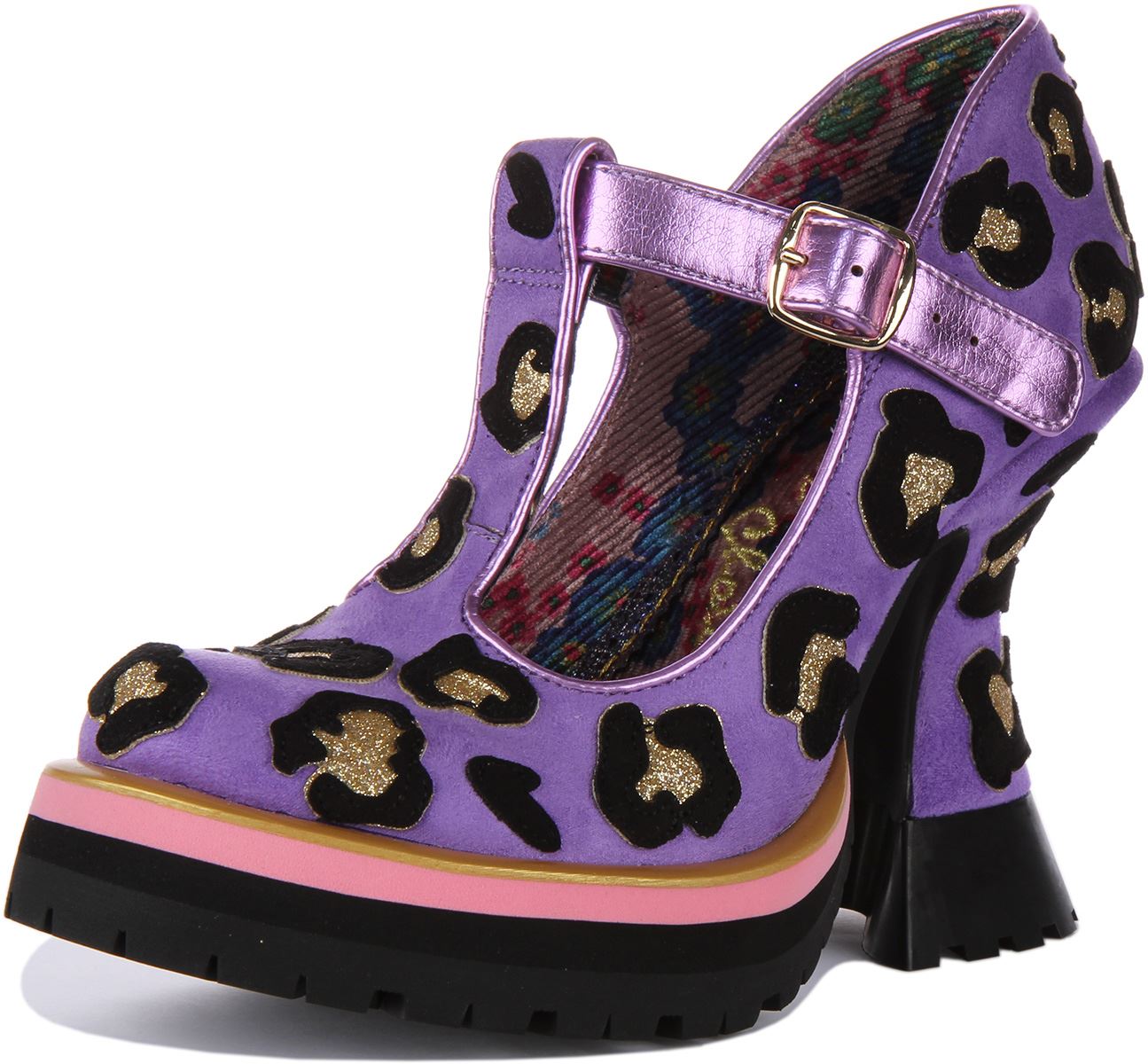 Plataforma de enlace de leopardo Irregular Choice Mary Jane lavanda para mujer EE. UU. 6-11 - Imagen 12 de 12