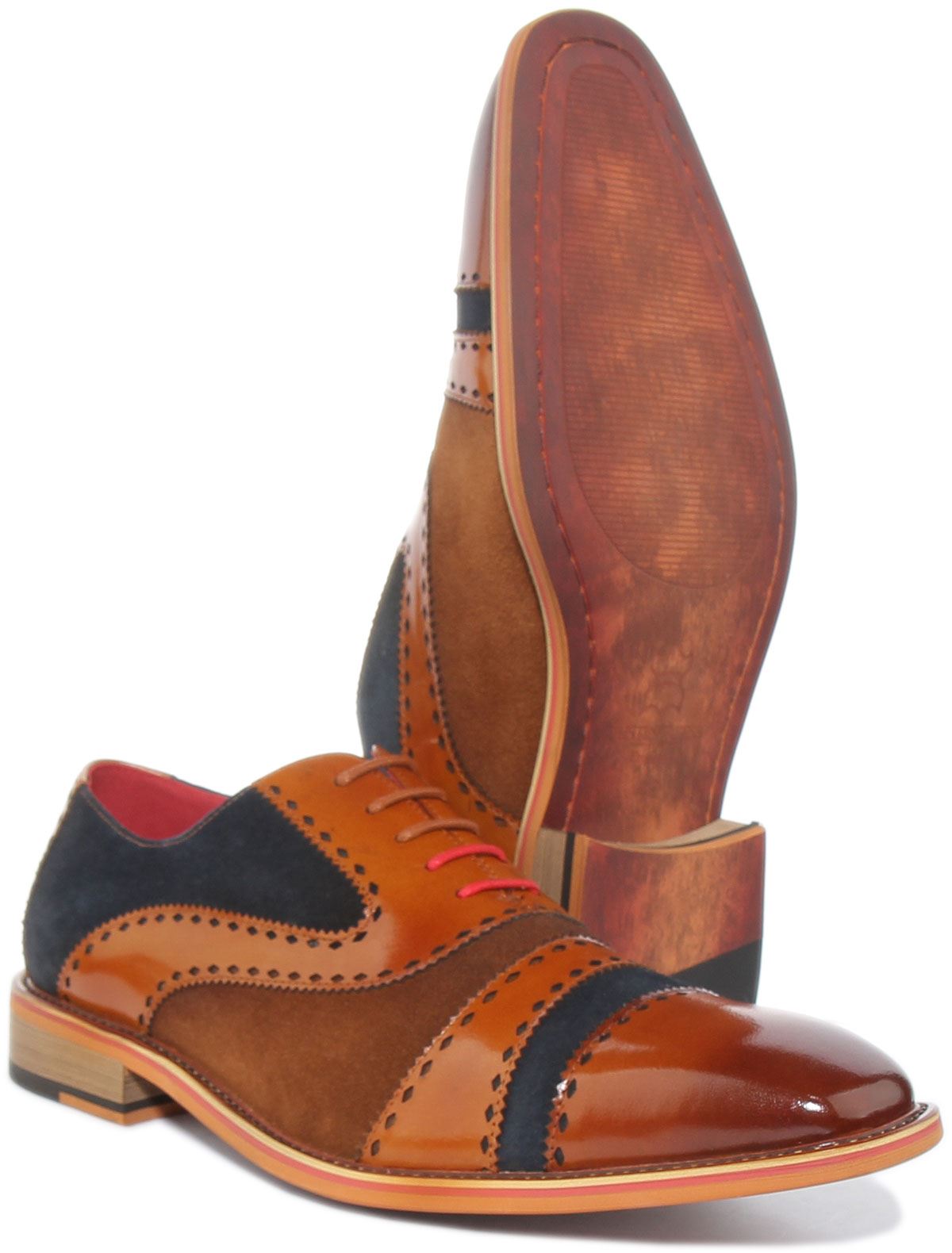 JUSTINREESS ENGLAND Ollie Mens Lace Up Tri-Tonal Leather Brogues UK Size 6 - 13 - Picture 6 of 14