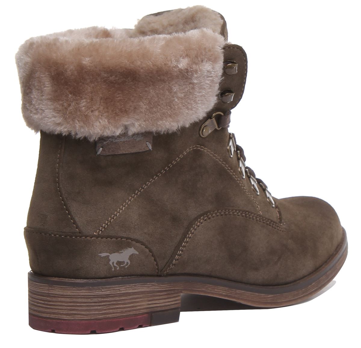 Mustang 1295-609 Bota Informal Imitación Polar Con Cordones Para Mujer en Oliva Talla UK 3-8 - Imagen 9 de 12
