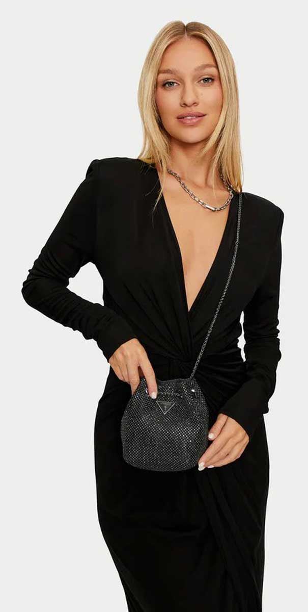 Guess Zalina Tasche Strass Umhängetasche In Silber - Bild 4 von 11