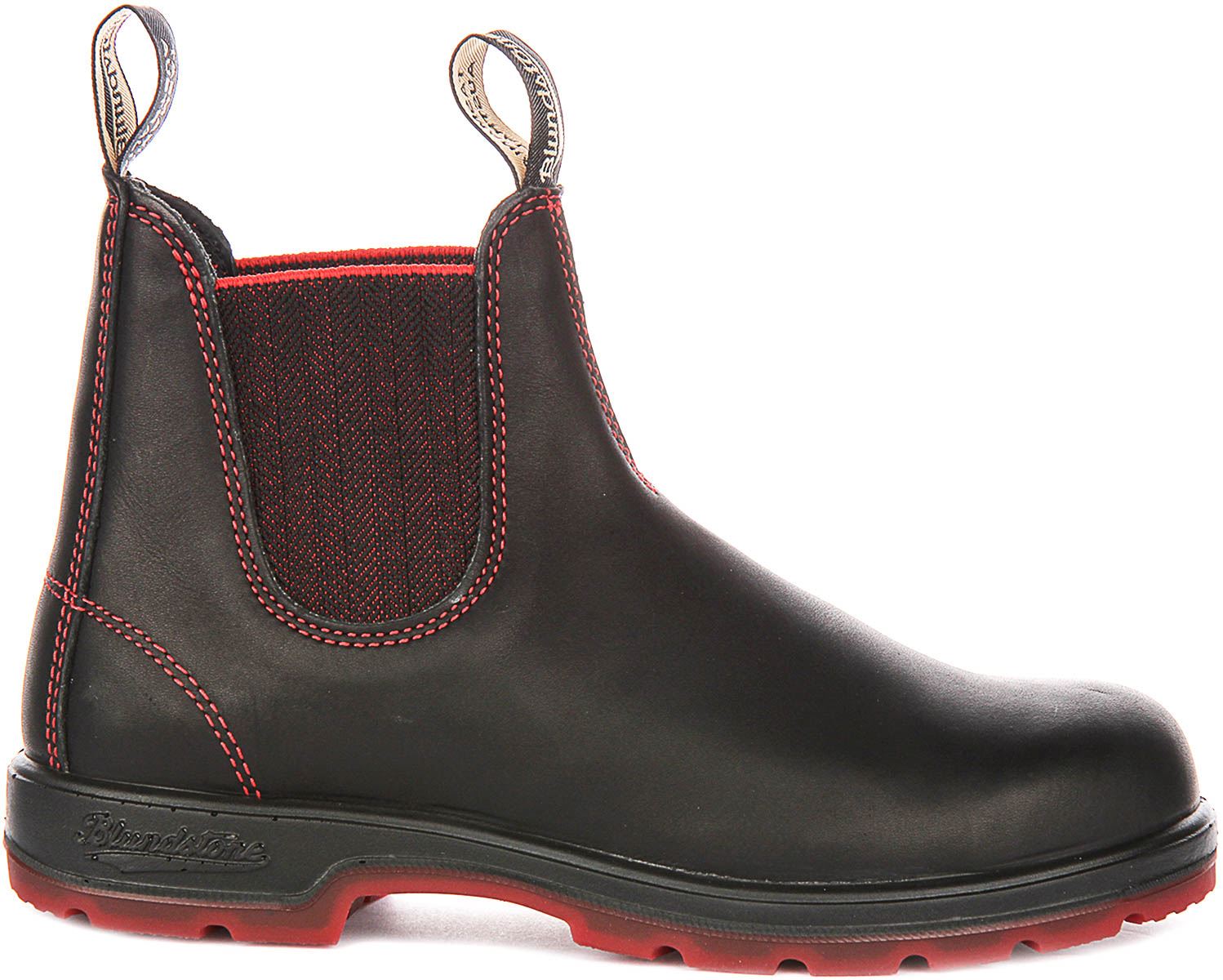 Blundstone 2342 Elastic Lug Chelsea Leather Mens Boot Black Red UK 7 - 12