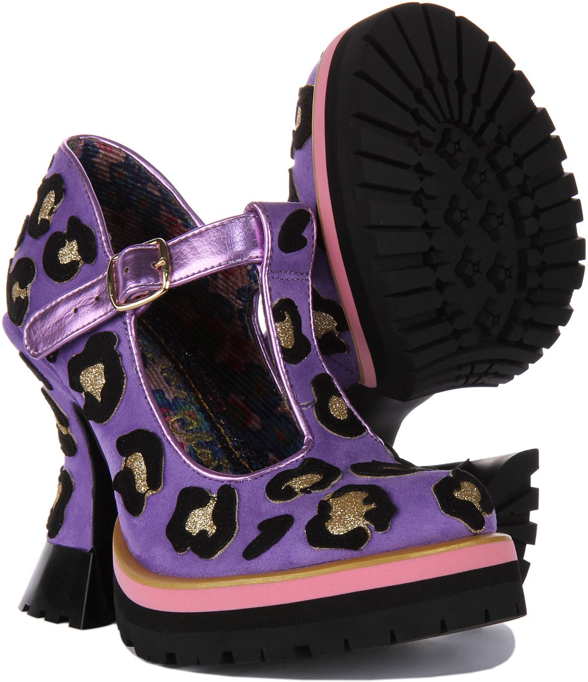 Plataforma de enlace de leopardo Irregular Choice Mary Jane lavanda para mujer EE. UU. 6-11 - Imagen 11 de 12