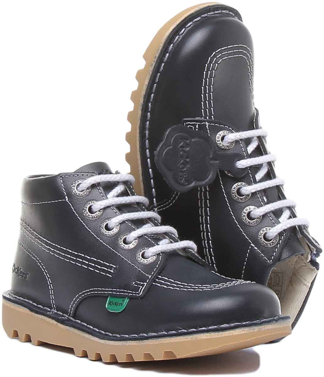 Kickers Kick Hi Zip Core Lace With Side Zip In Dark Blue