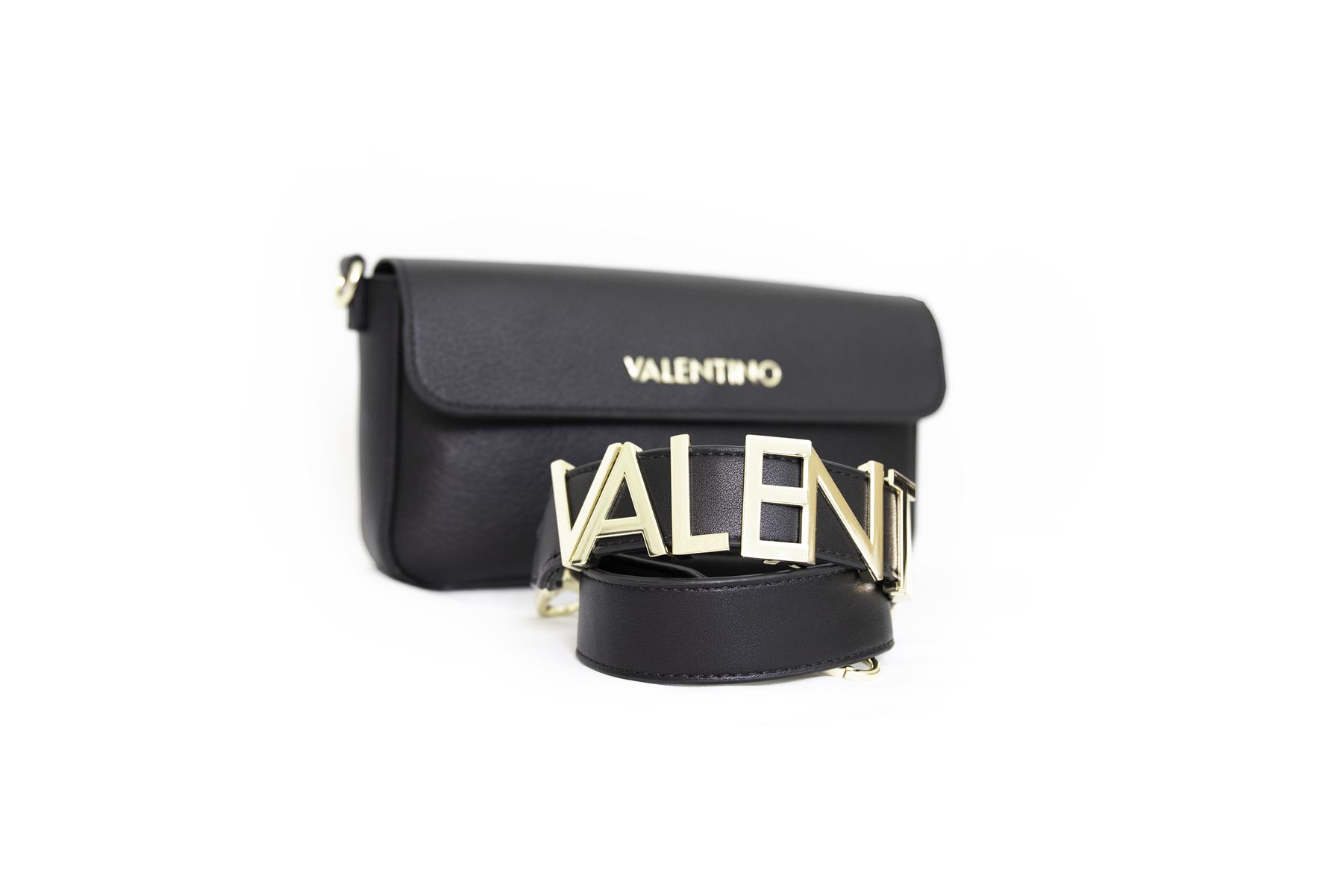 Bolso Cruzado Para Mujeres Valentino Alexia Con Correa De Logo En Negro - Imagen 6 de 6