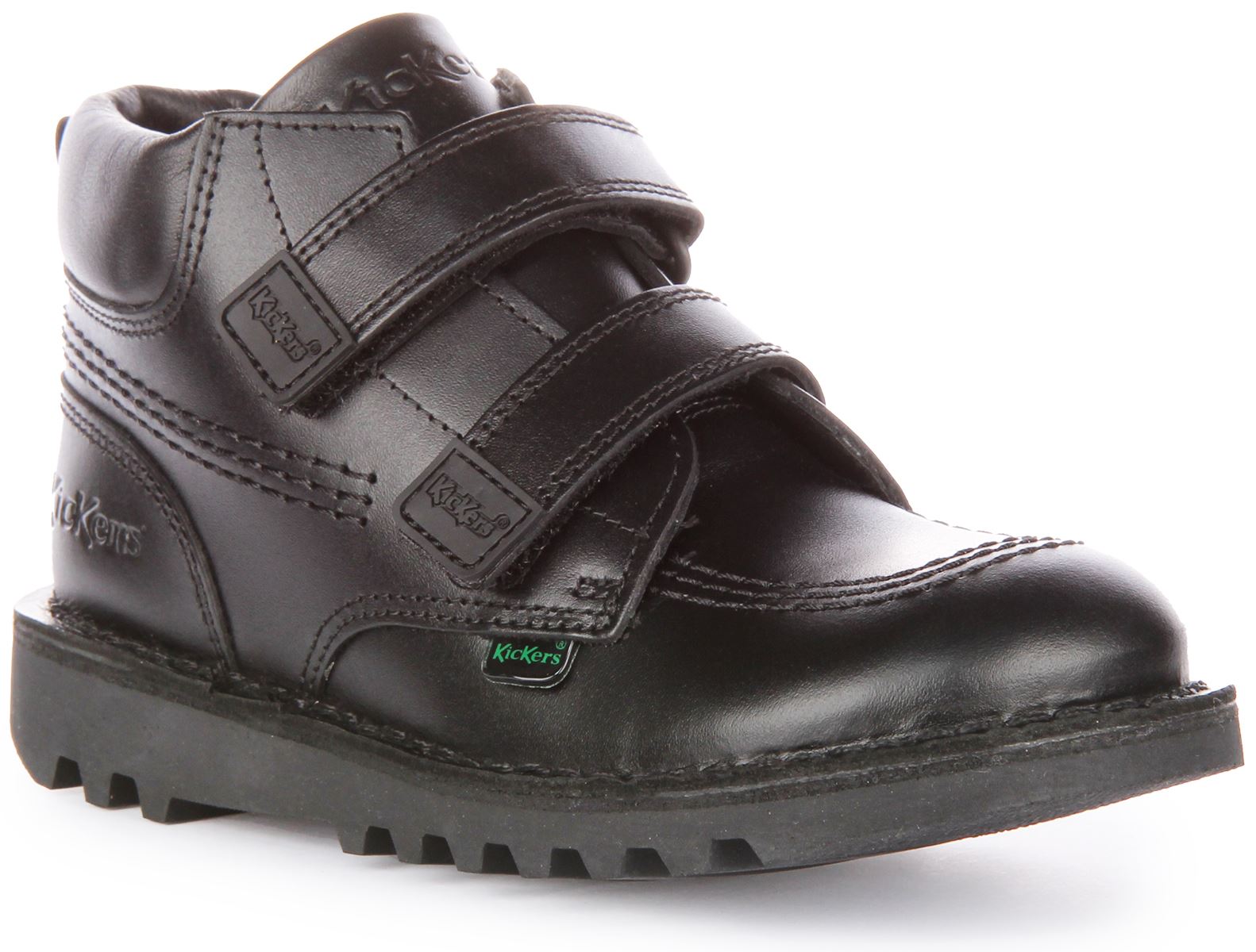 Kickers 1 17307 Hi Roll Leather Dual Strap School Boys Shoes Black UK 8 - 12 - Picture 7 of 12