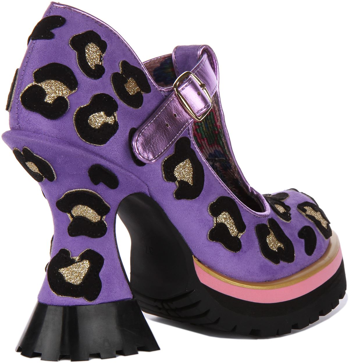 Plataforma de enlace de leopardo Irregular Choice Mary Jane lavanda para mujer EE. UU. 6-11 - Imagen 9 de 12