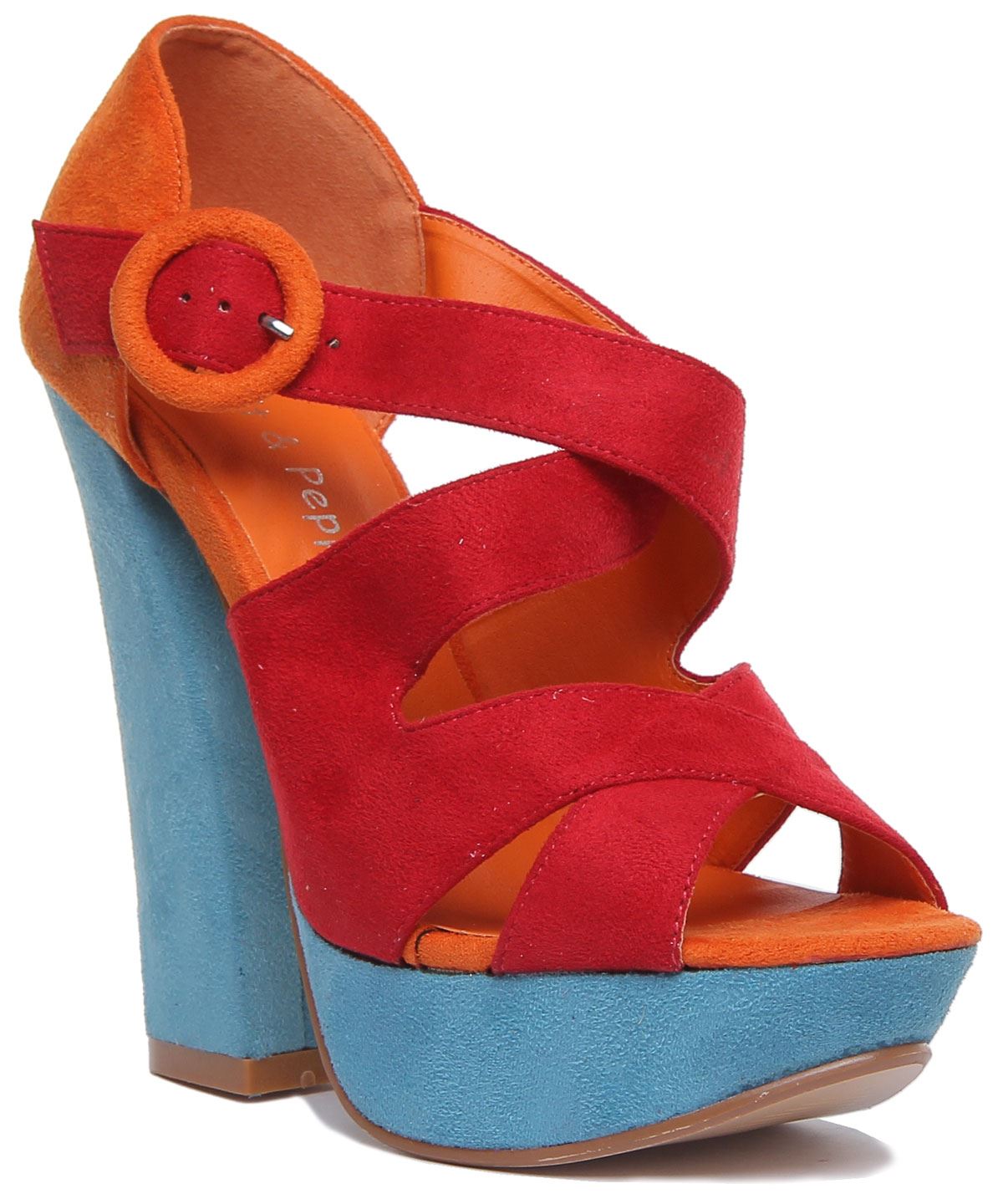 Sandalia de plataforma de tacón de bloque multicolor para mujer dama talla REINO UNIDO 3 - 8 - Imagen 8 de 18