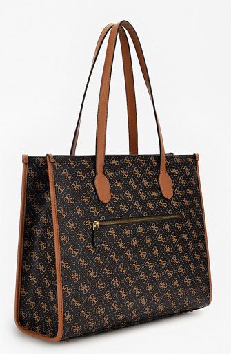 Guess Qn866524 Silvana Damen Schultertasche mit 4G Logo in Schokobraun - Bild 7 von 8