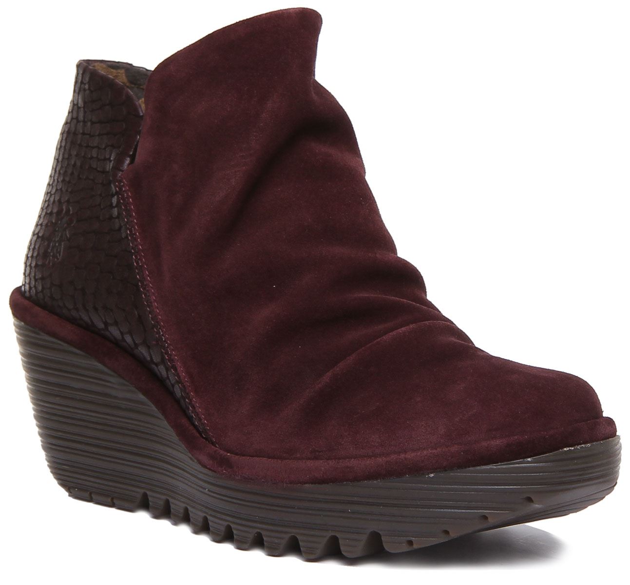Fly London Yip In Wine Ankle Boots 