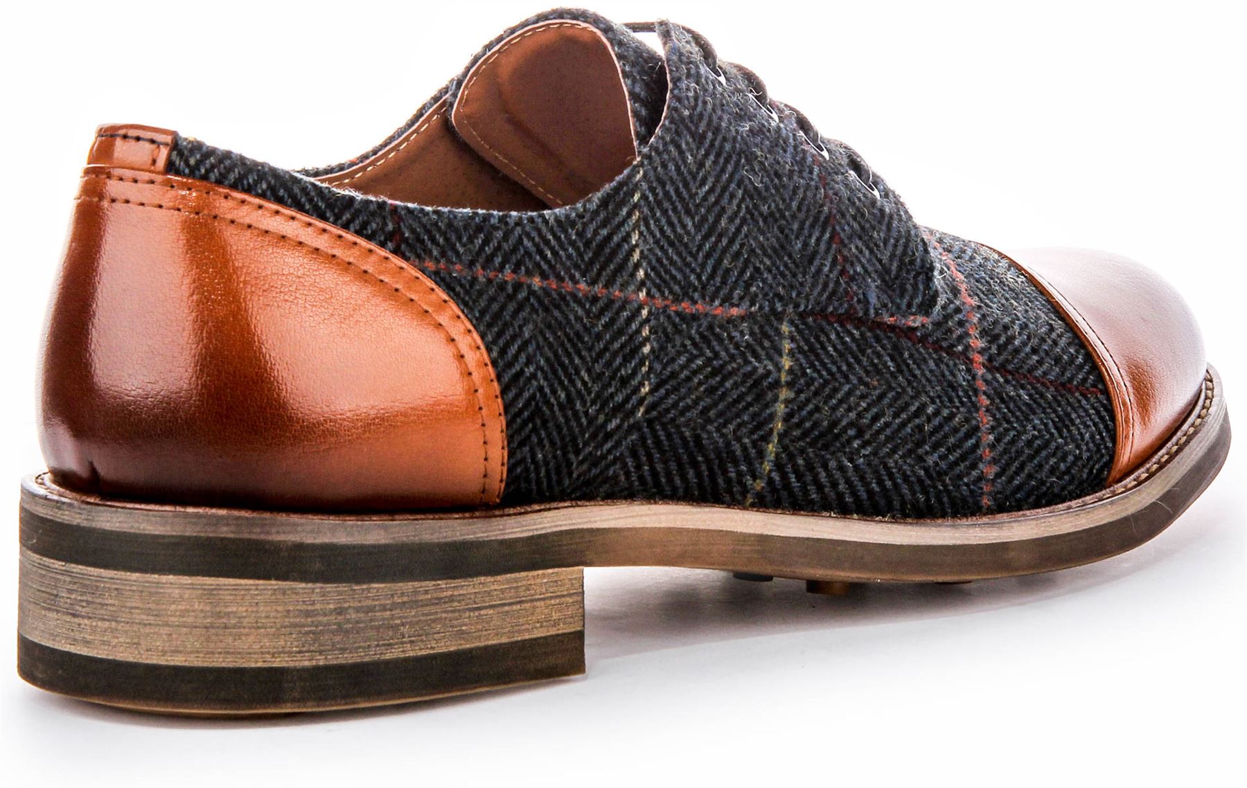 Justinreess Lace up Oxford Leather Mens Formal Shoes Brown UK 6 - 14 - Picture 10 of 13