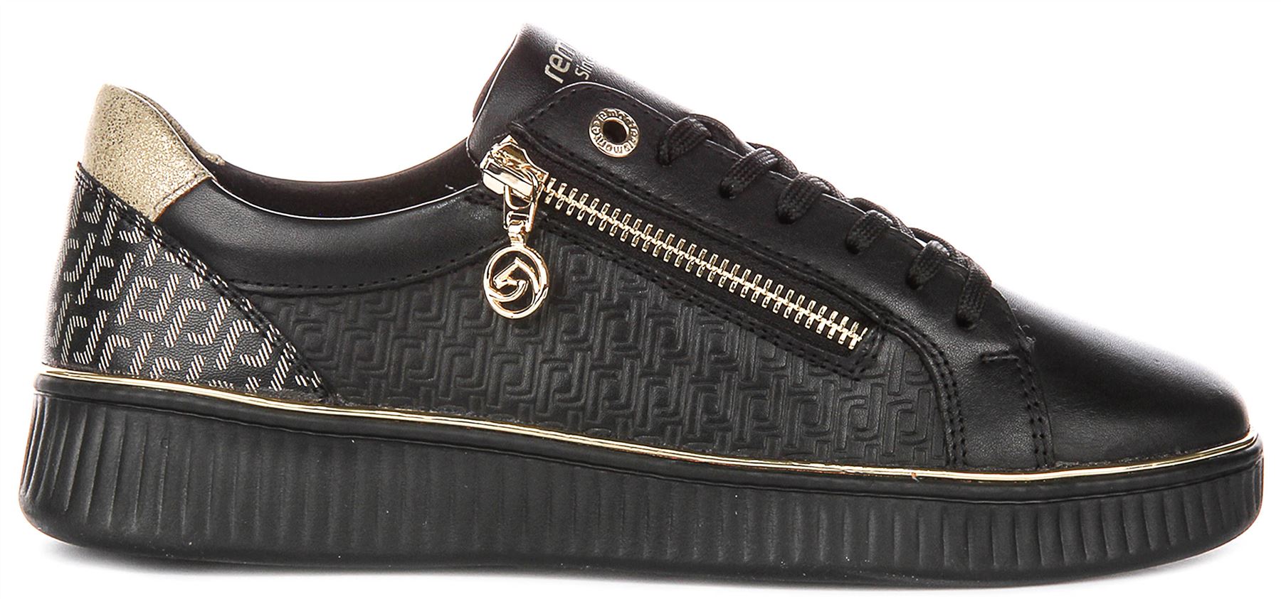 Remonte D2E00-03 Soft Zipper Lace Up Womens Trainer Black UK 3 - 8