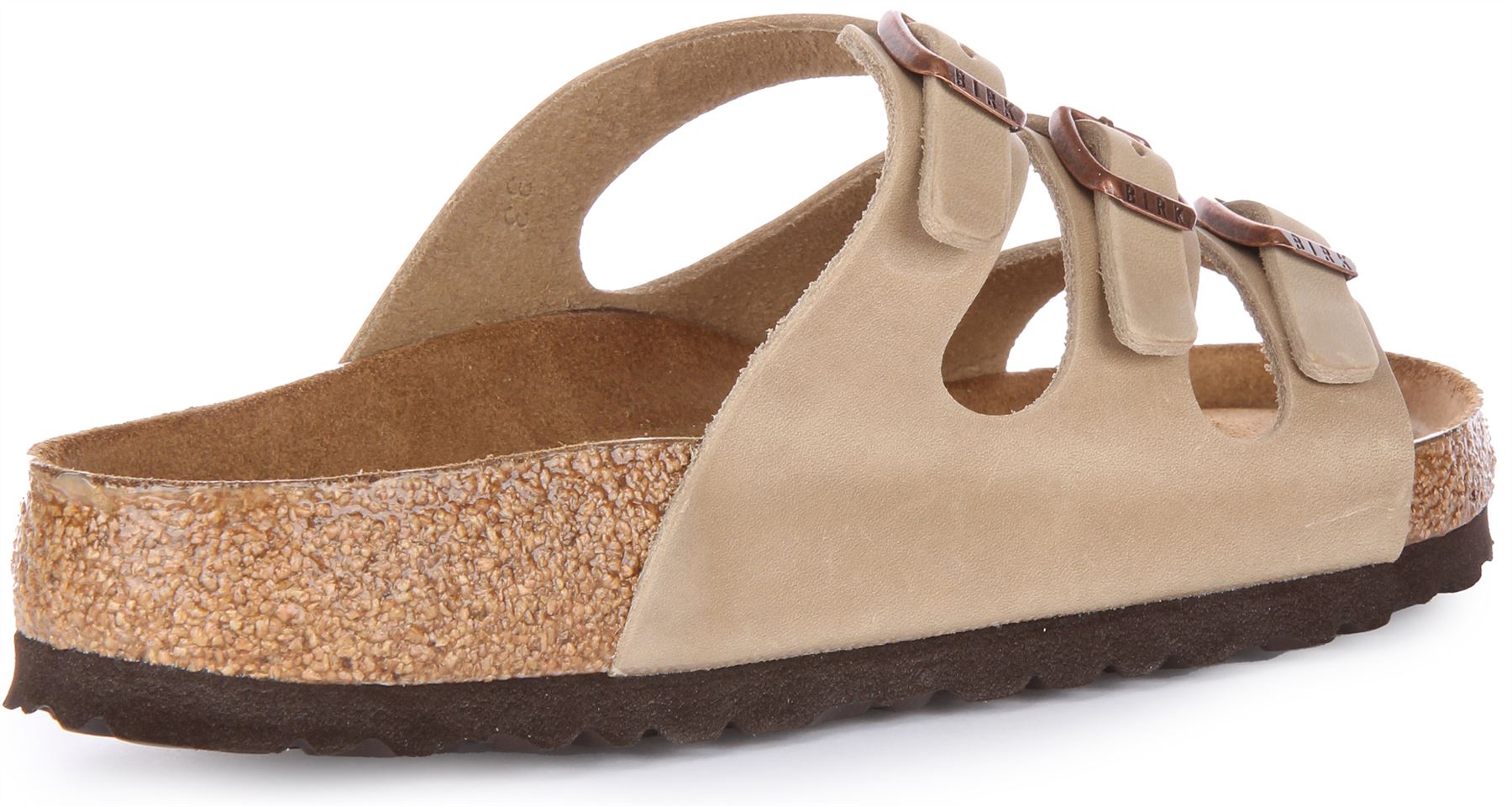 Birkenstock Florida Triple Buckle Nat Footbed Womens Sandal In Tobacco US 5  -12