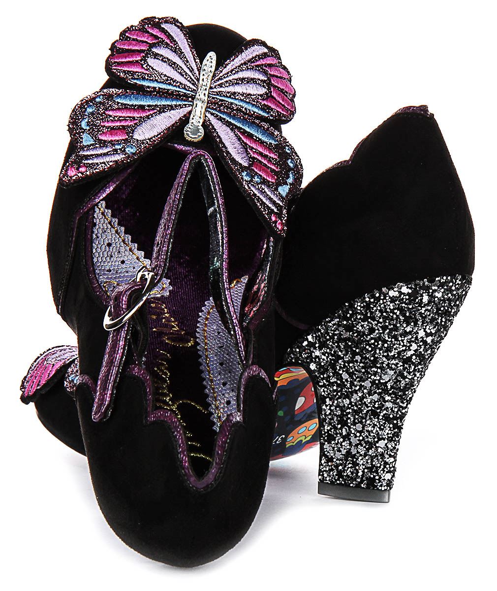 Irregular Choice Moth To A Flame Sparkle Hi Heel Black Purple Womens UK 4 - 8 - Picture 5 of 13