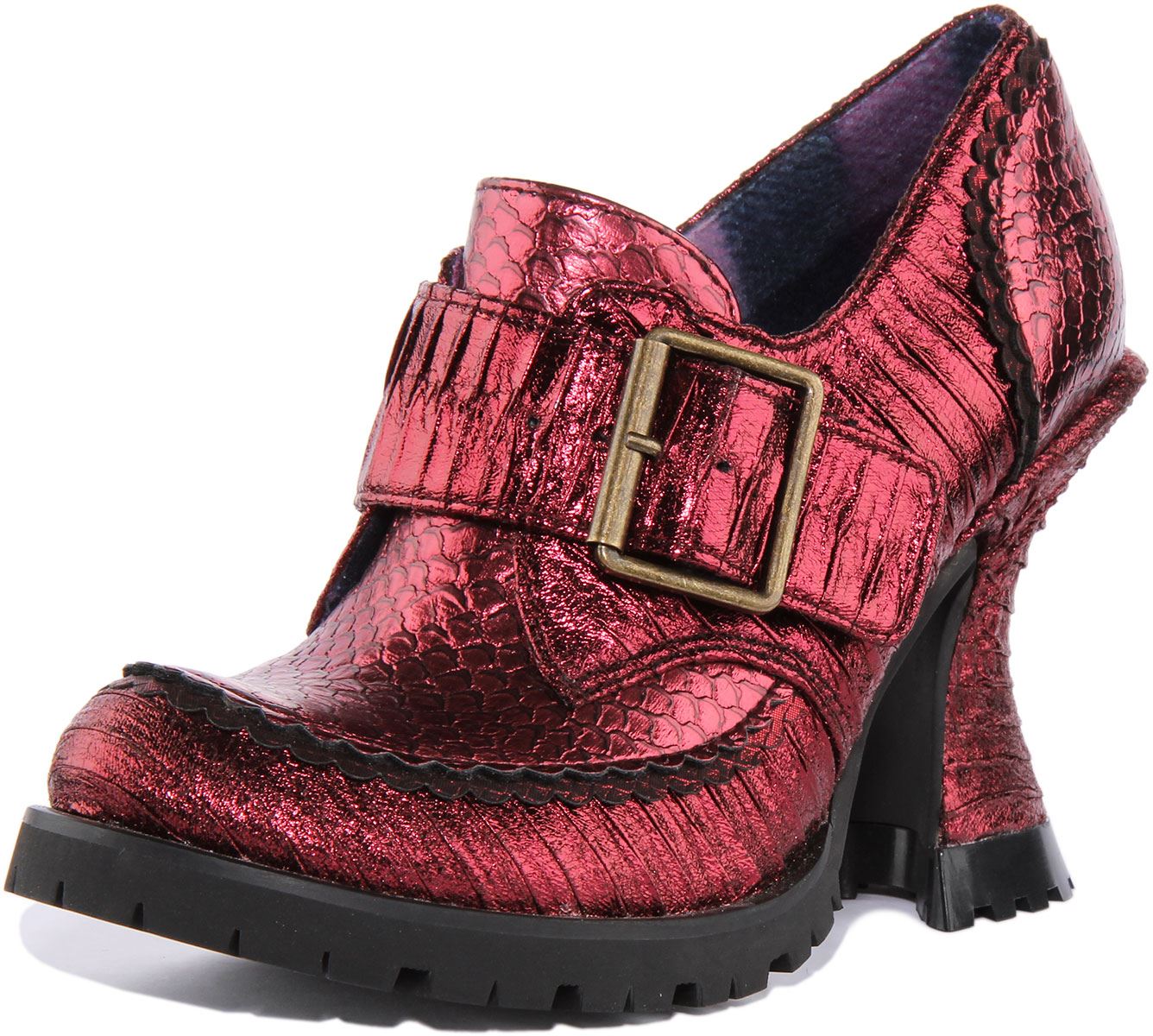 Irregular Choice Step To It Mujer Hebilla Tacón Alto Zapato Bordo Talla US 5-10 - Imagen 12 de 12