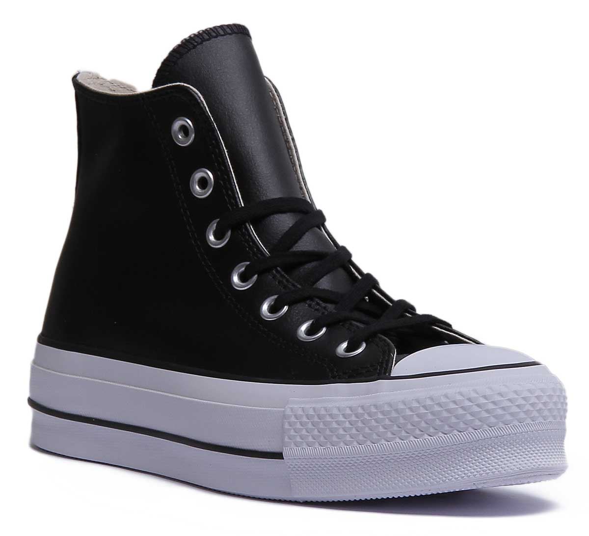 Converse WMNS Taylor Lift Platform Leather High Black Shoes 561675C
