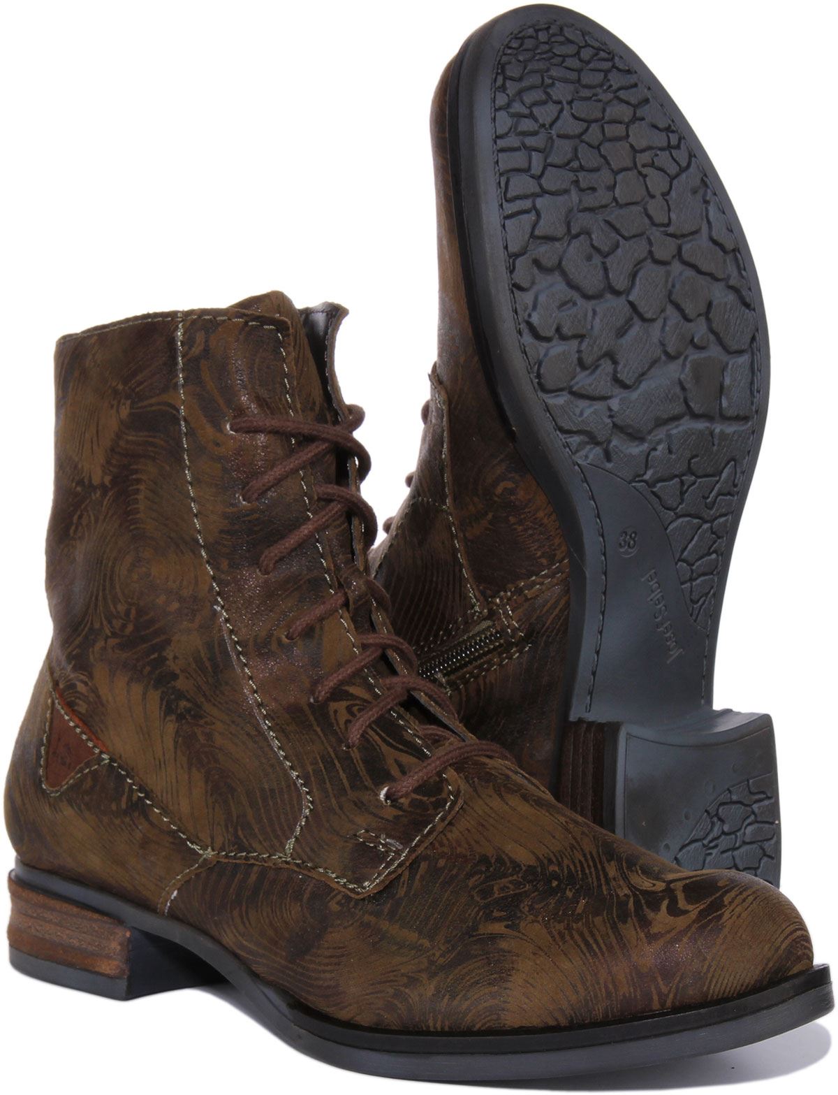 Josef Seibel Sanja 01 Womens Lace Up Leather Ankle Boots In Olive Size UK 3 - 8 - Picture 12 of 19