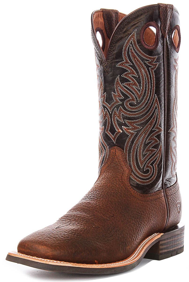 Ariat Highland Toughstock Wide Western Pull On Mens Boot In Dark Brown UK 7 - 12