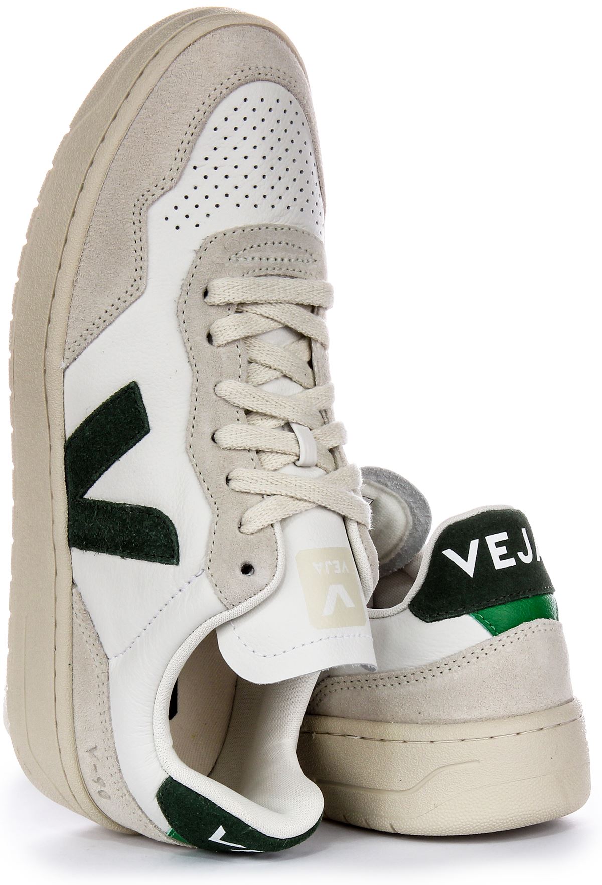 Veja V-90 Leather Suede Panel Lace Up Womens Sneaker White  display picture 2