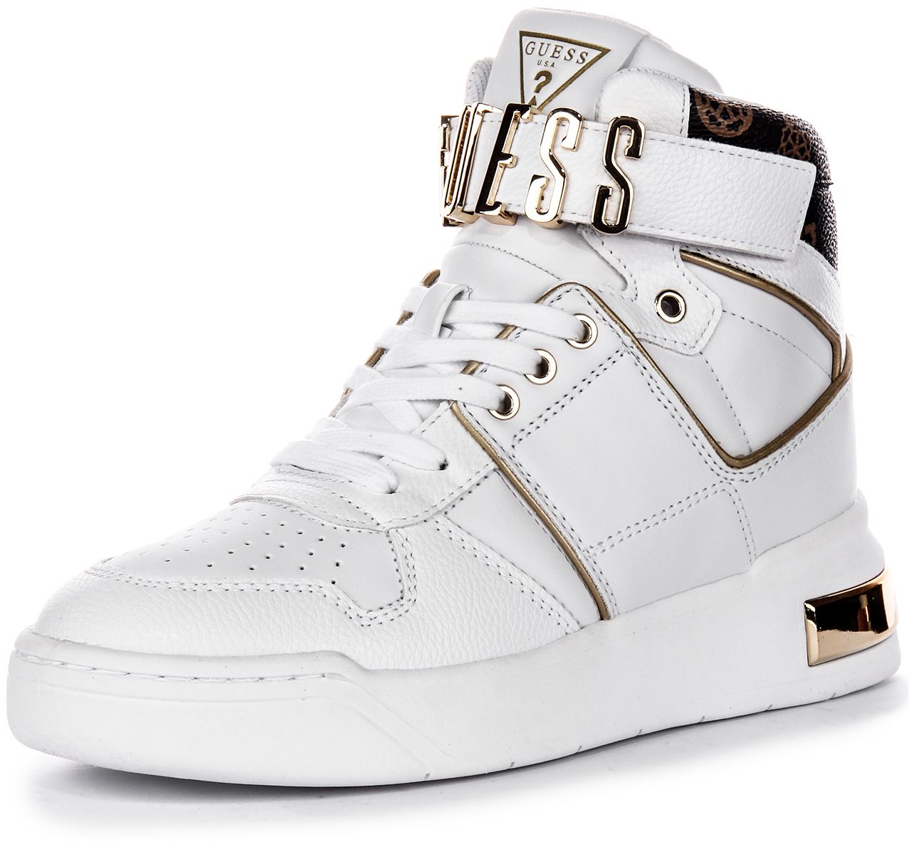 Guess Flpcr3Fal12 Corten High Top Gold Logo Trainer
