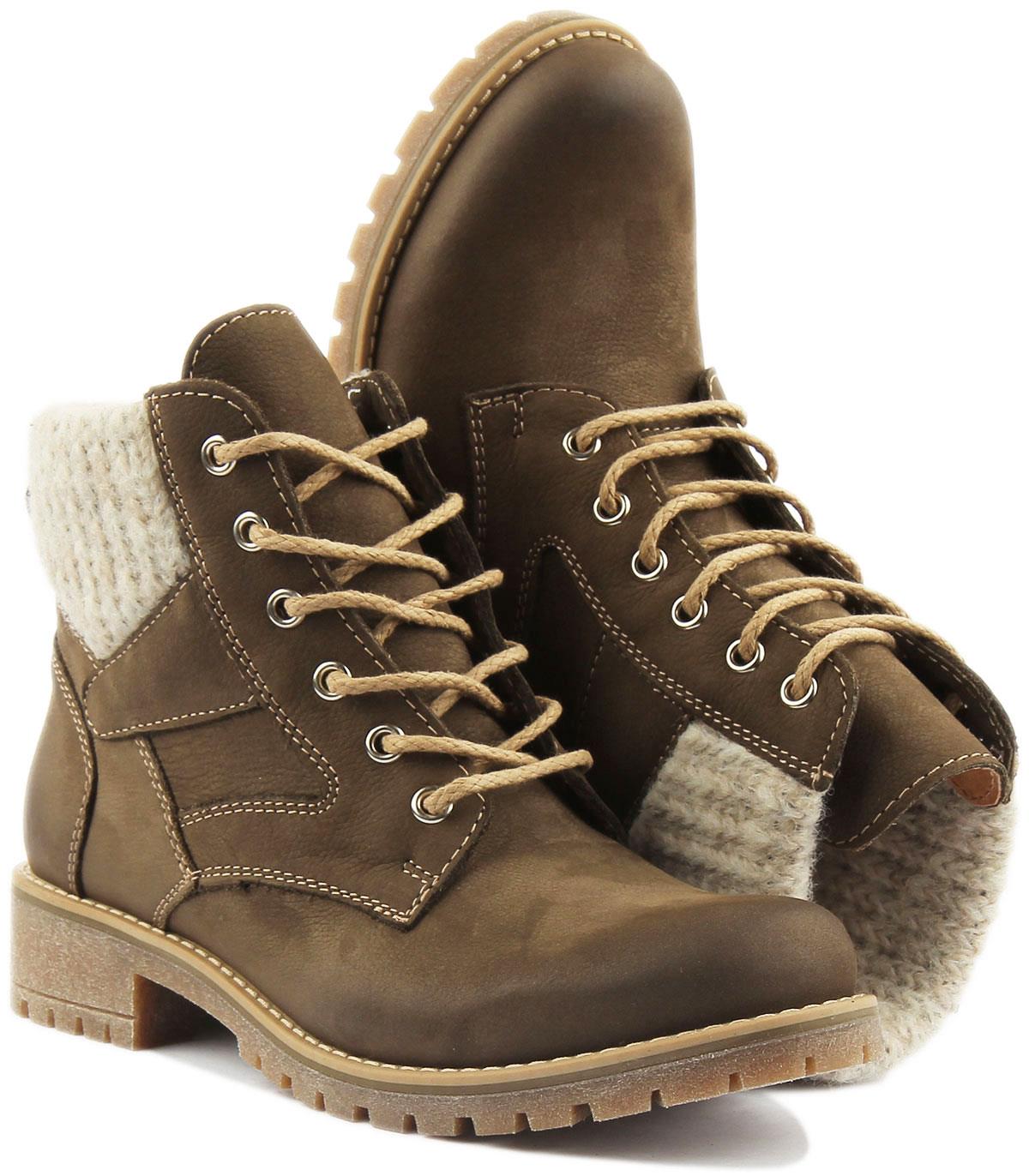 Botas de senderismo Justin Reece England Sophia de cuero para mujer en oliva talla UK 3-8 - Imagen 11 de 12