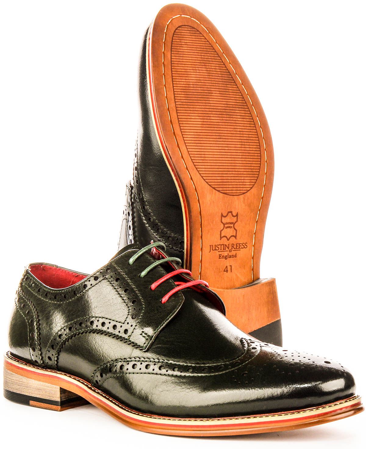 Justin Reece England Dover Wooden Derby Mens Formal Shoes In Black UK 6 - 14 - Picture 18 of 31