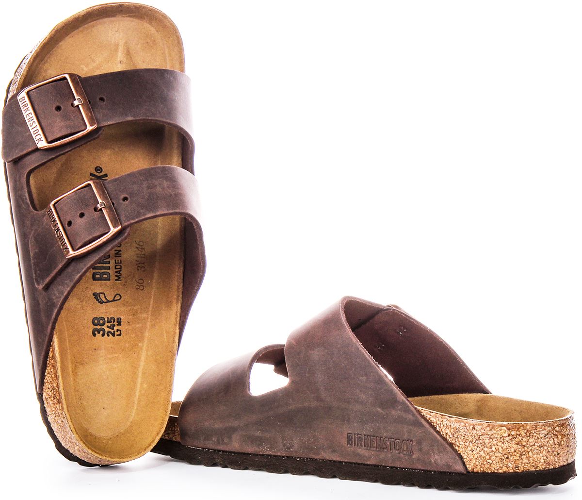 Birkenstock Arizona Two-Strap Sandals in Dark Brown with Bronze Buckles Birkenstock Arizona EVA in Brown | SVD USA main image 4