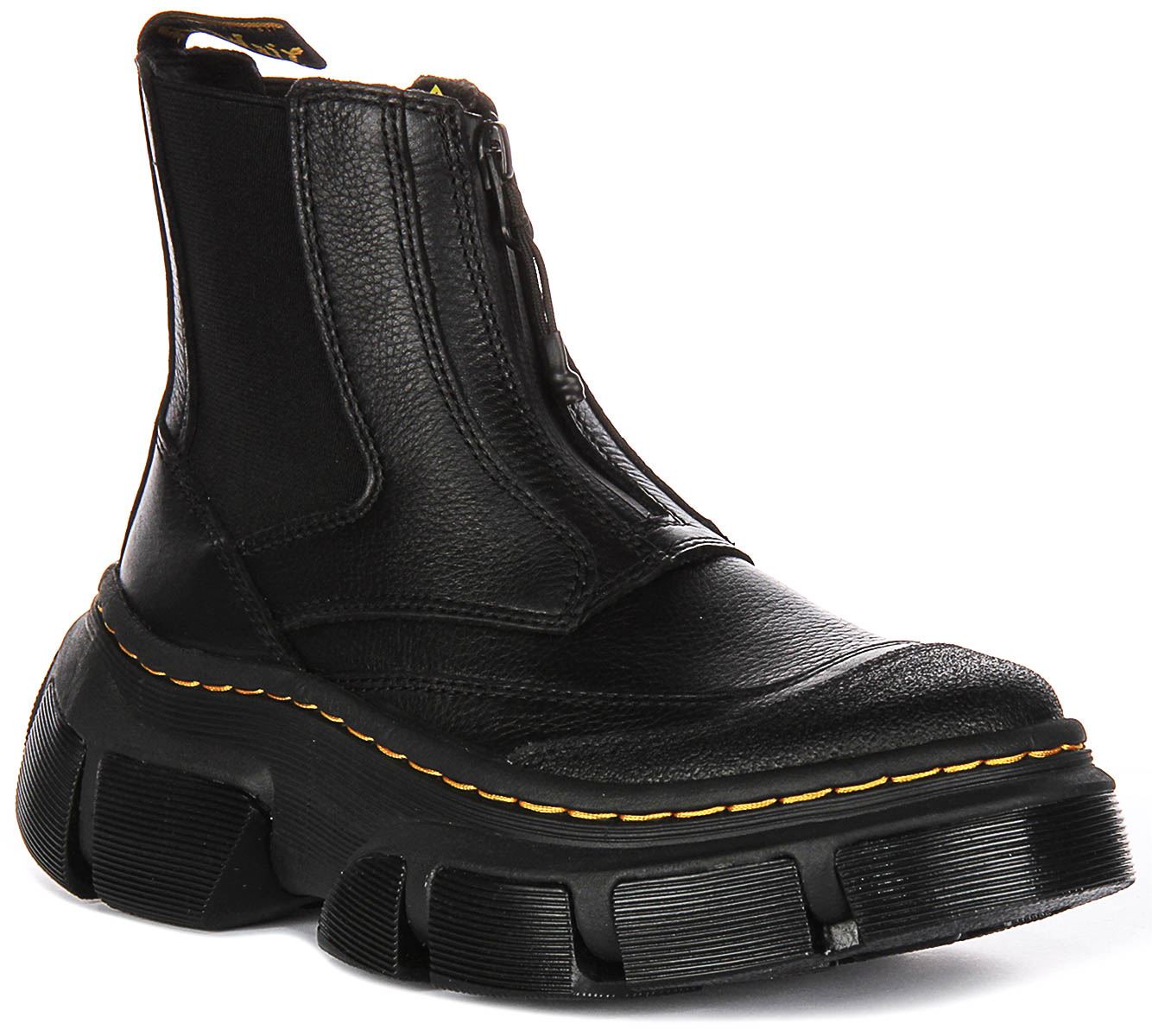 Dr Martens Big Sole Front Zip Leather Chelsea Unisex Boots In