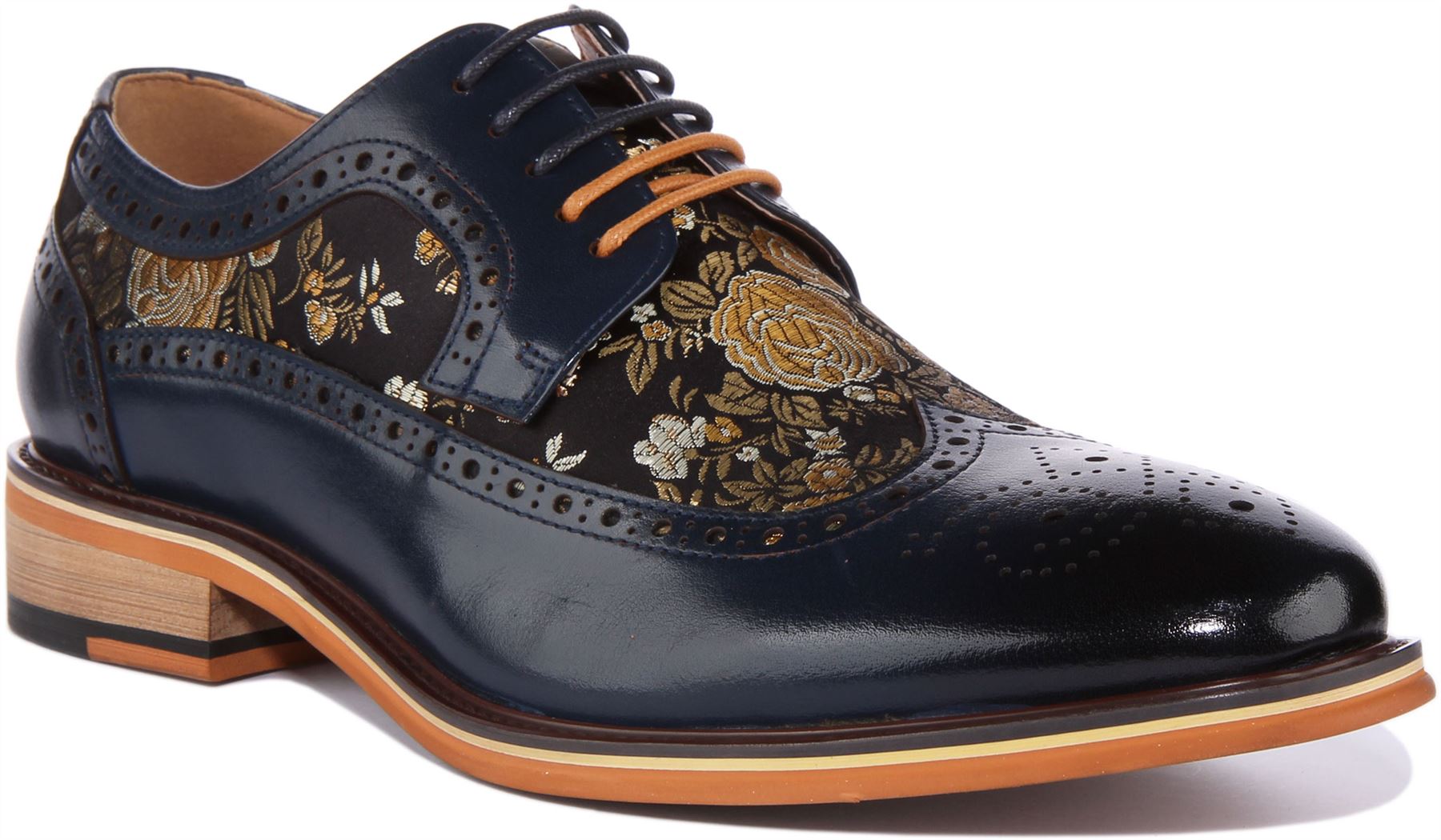 Justin Reess England Ross Schnrschuhe Blumenmuster Herren Brogues Marine UK 6 14 24690₽