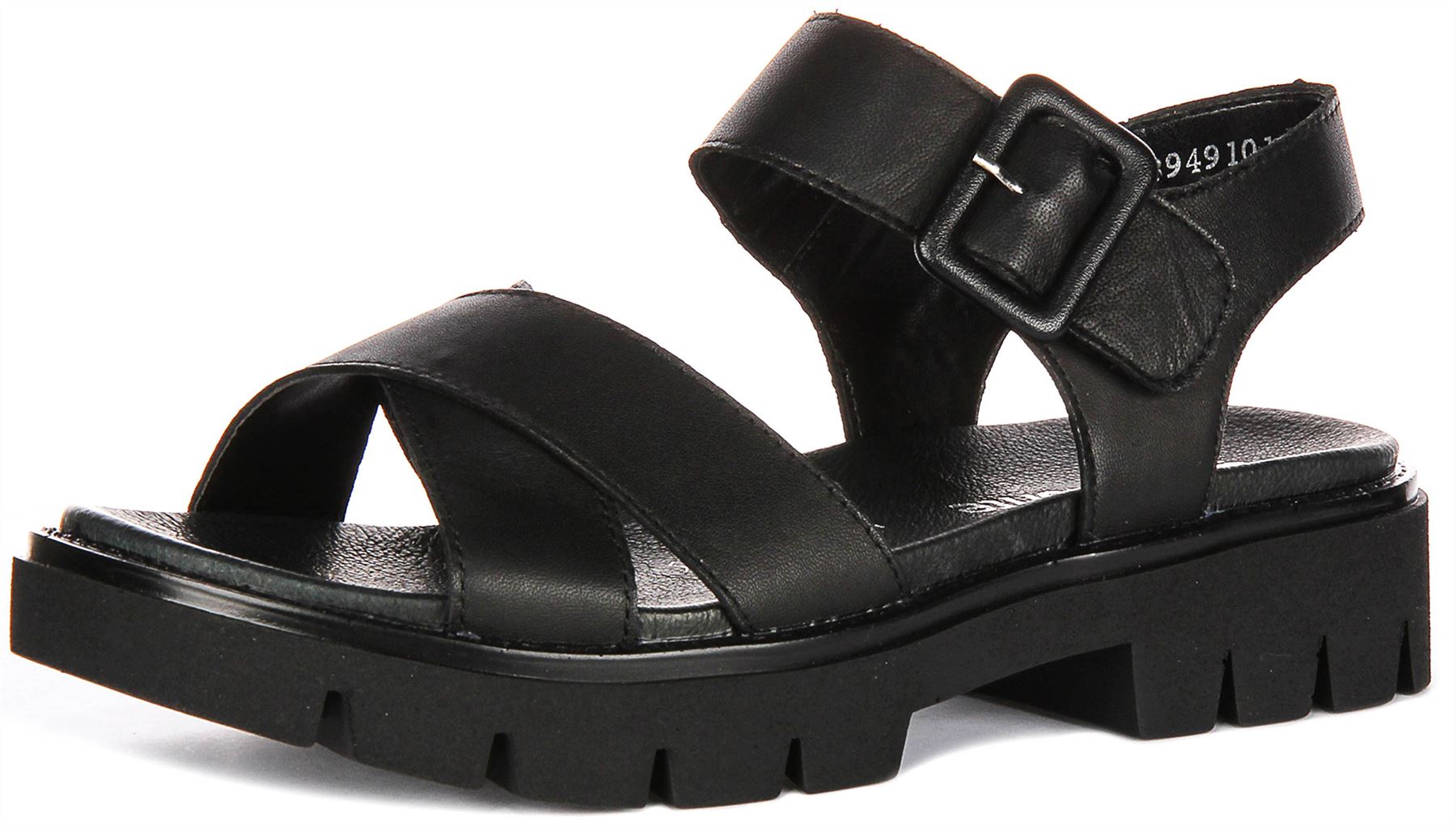 sa Remonte Cross Hook & Loop Leather Womens Sandal In Black US 6 - 10